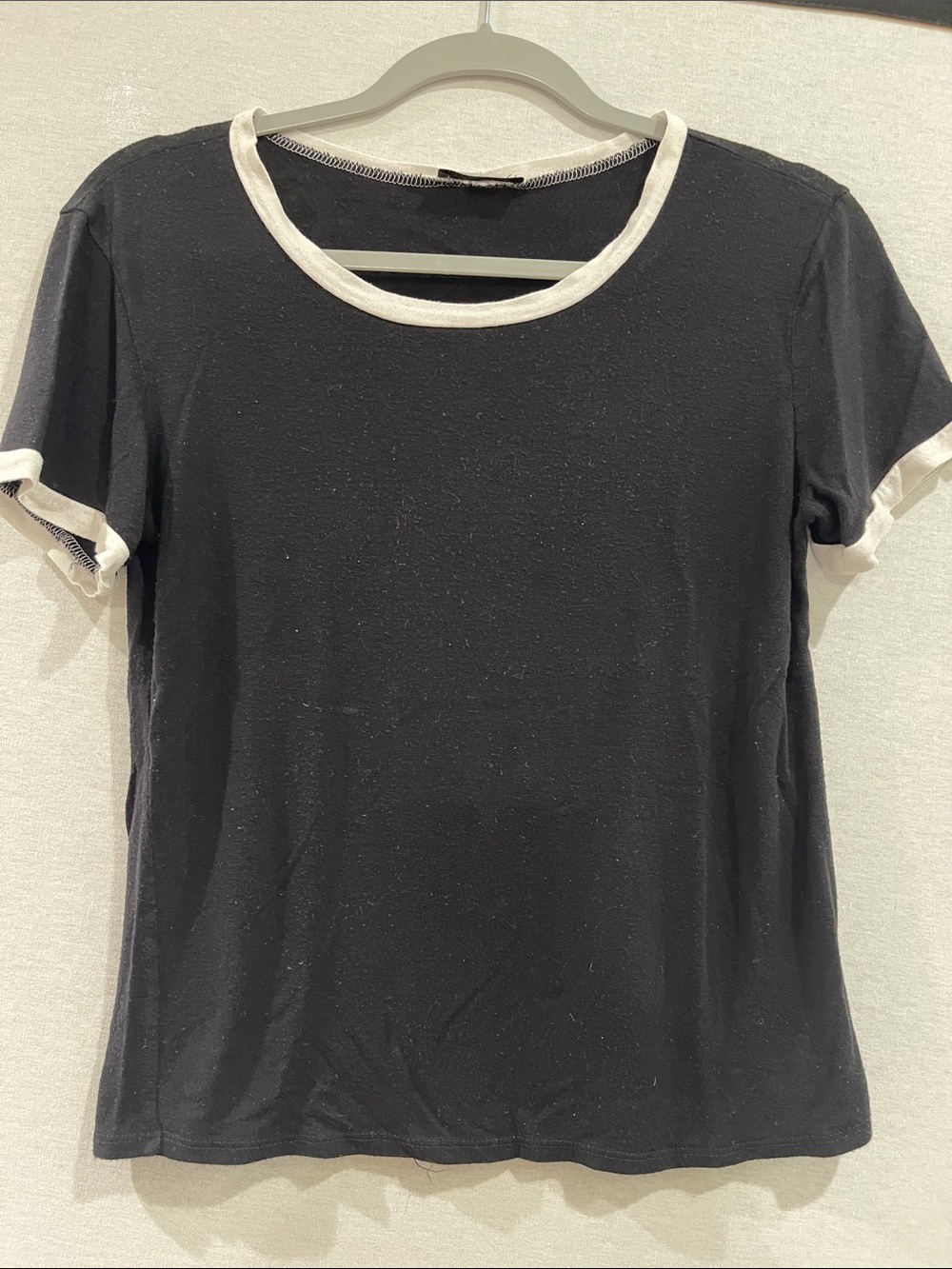 Classic Black Ringer Tee with White Trim - Love J USA Women's Top